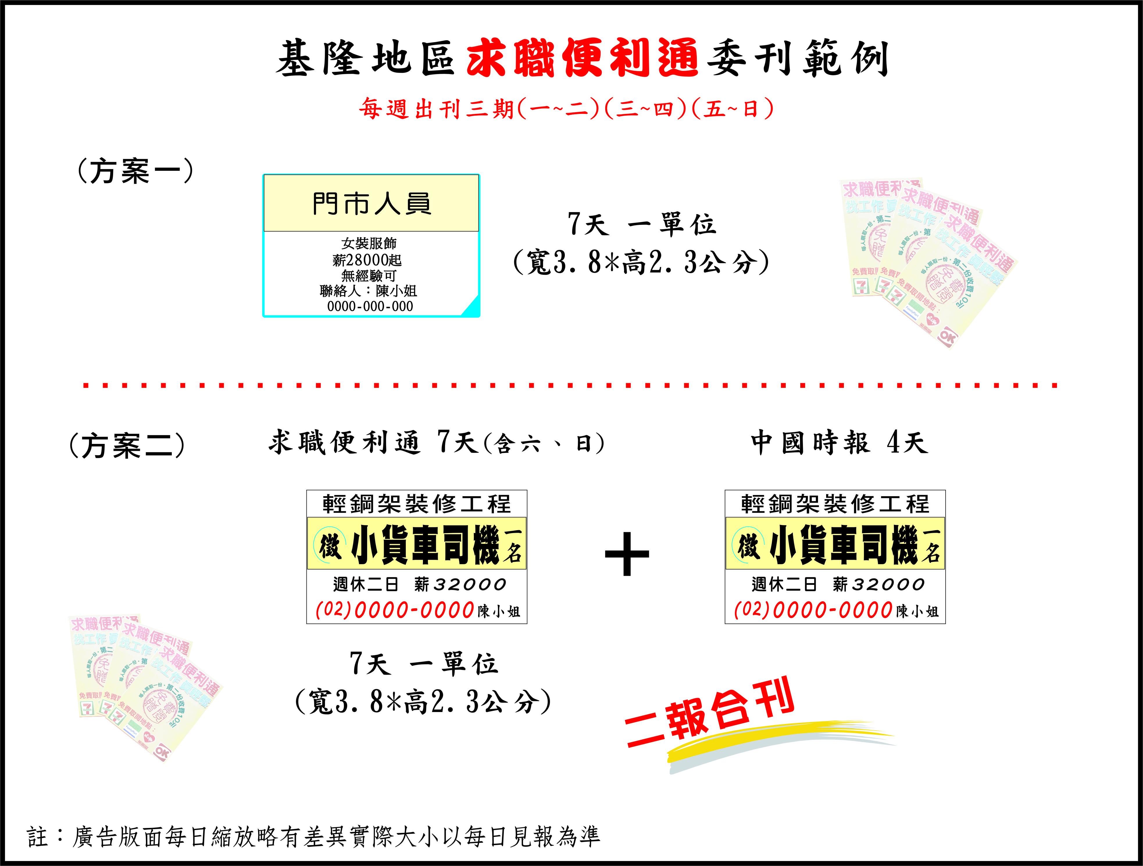 基隆求職便利通中國時報刊登廣告