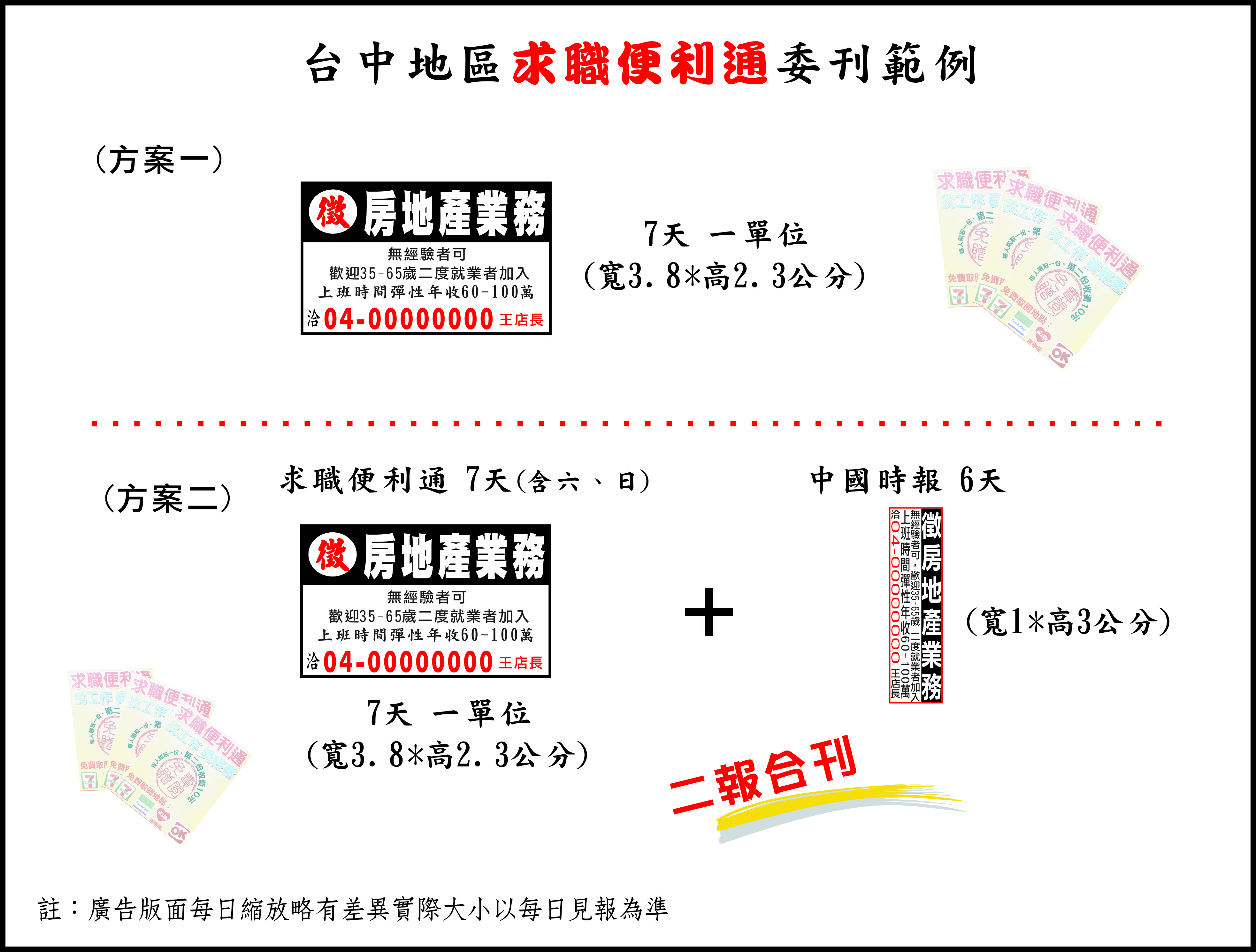 臺中求職便利通中國時報廣告刊登